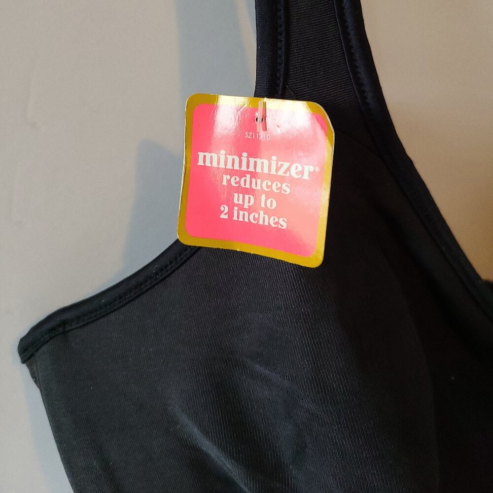LILYETTE BY BALI BRA PLUNGE MINIMZER UNDERWIRE KEYHOLE FRONT- ONYX -SIZE 36C - Picture 4 of 15